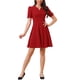thumbnail image 1 of Vestido de Negocios INSPIRE CHIC para Mujer, con escote corazón, plisado, de manga corta, corte A, vestido ajustado M Rojo, 1 of 6