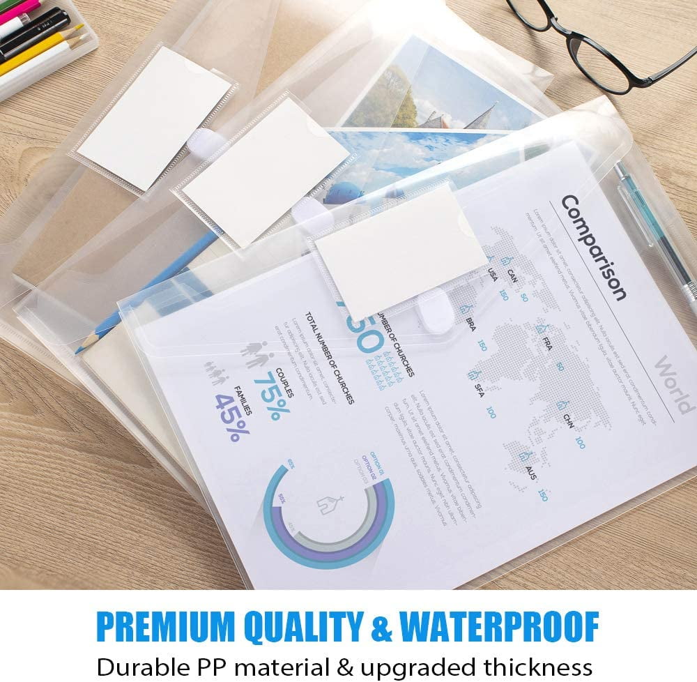 for School Home Office Document Organization,Assorted Colors 5 Pack Large-Capacity Colored Transparent Document Folders/Plastic Envelopes with snap Closure/Poly Envelopes,US Letter/A4 Size 13×9.5 for School Home Office Document Organization,Assorted Colors 5 Pack Large-Capacity Colored Transparent Document Folders/Plastic Envelopes with snap Closure/Poly Envelopes,US Letter/A4 Size 13×9.5