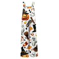 thumbnail image 4 of Womens Halloween Jumpsuits Pumpkin Skeleton Wide Leg Backless Spooky Overalls Skull Candy Halter Funny Rompers, S, 4 of 5
