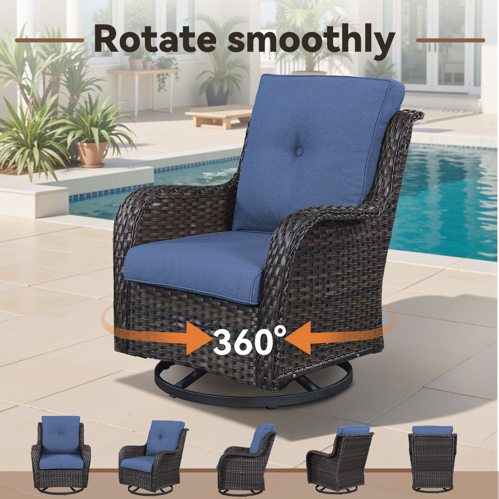 Bellefurn 11 Pieces Patio Furniture Sets with Fire Pit and Swivel Rocker Chairs,Outdoor Furniture with Fire Pit and Side Table Outdoor Conversation Set for Porch Deck Backyard Poolside