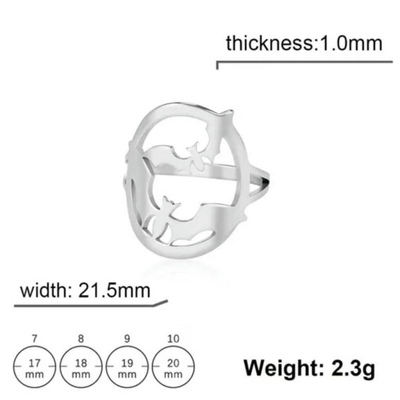 Stainless Steel Bat Ring Halloween Hollow Bat Finger Rings Vintage Jewelry Gift