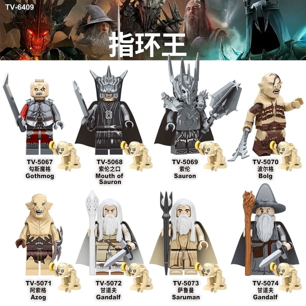 Set de 8 Figuras de Bloques de Construcción de Personajes Épicos, Mini Figuras Coleccionables de 8.8 cm, Orcos y Magos, Juguetes de ABS para Niños y Fans