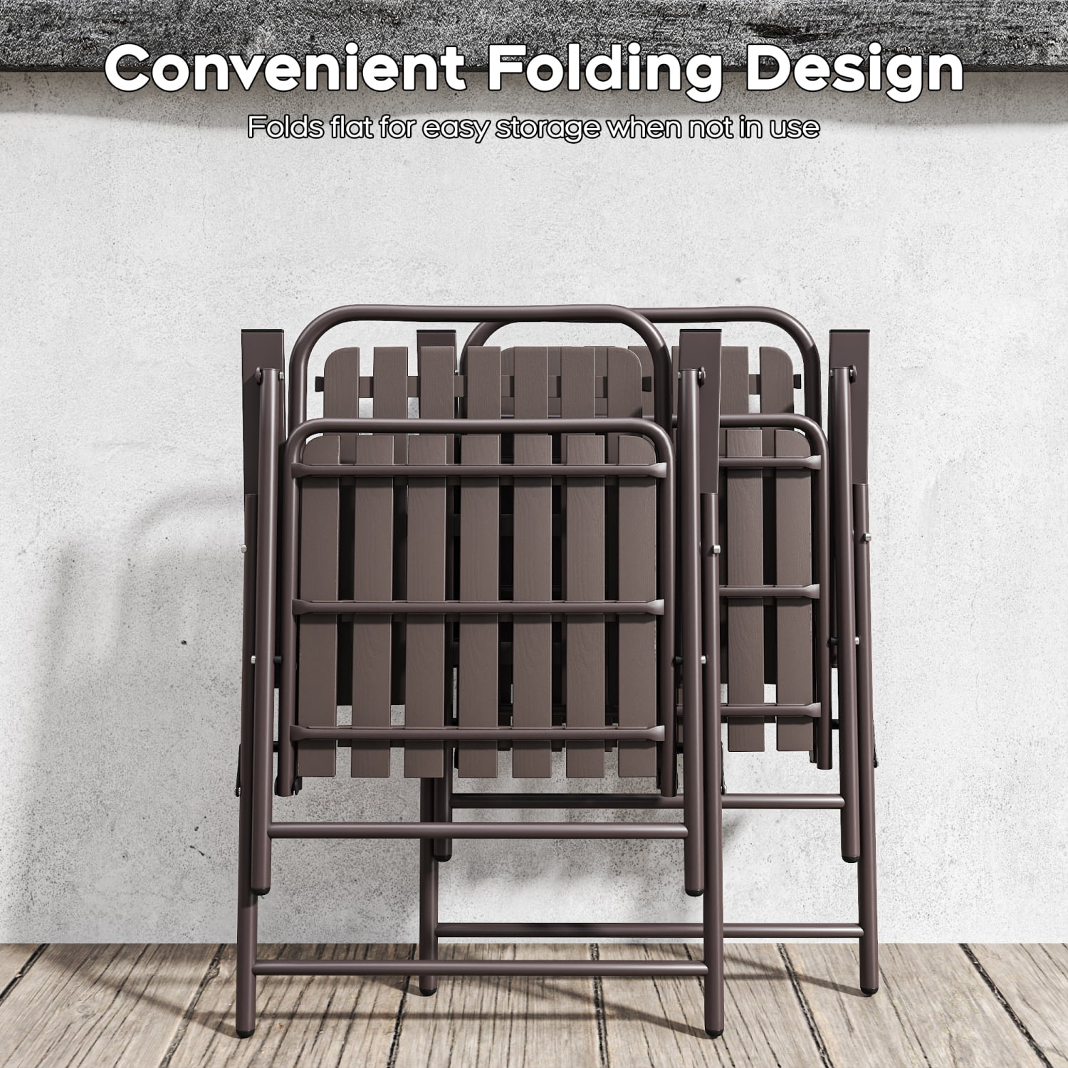 Howcool 2-Piece Outdoor Metal Armchairs, Patio Foldable Chairs Set of 2