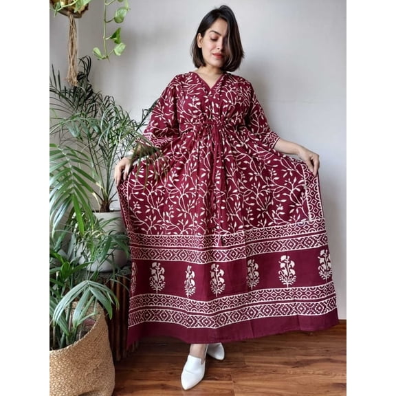 cotton handmade Kaftan Dress for Women Online: beach wear, resort wear, loungewear, sleepwear, cotton boho dress style women kaftan