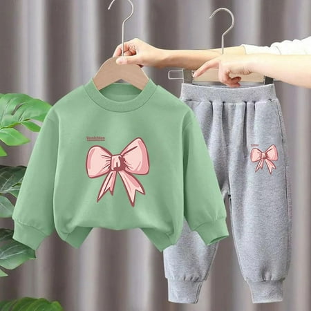 

Tdoqot Toddler Boys Girls Sweatsuits- Casual Long Sleeve Warm Fleece Tops and Pants Outfits Set Green Size 4 T