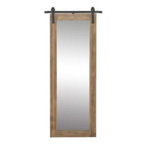 DecMode 34" x 71" Brown Wall Mirror with Black Metal Hanging Rod