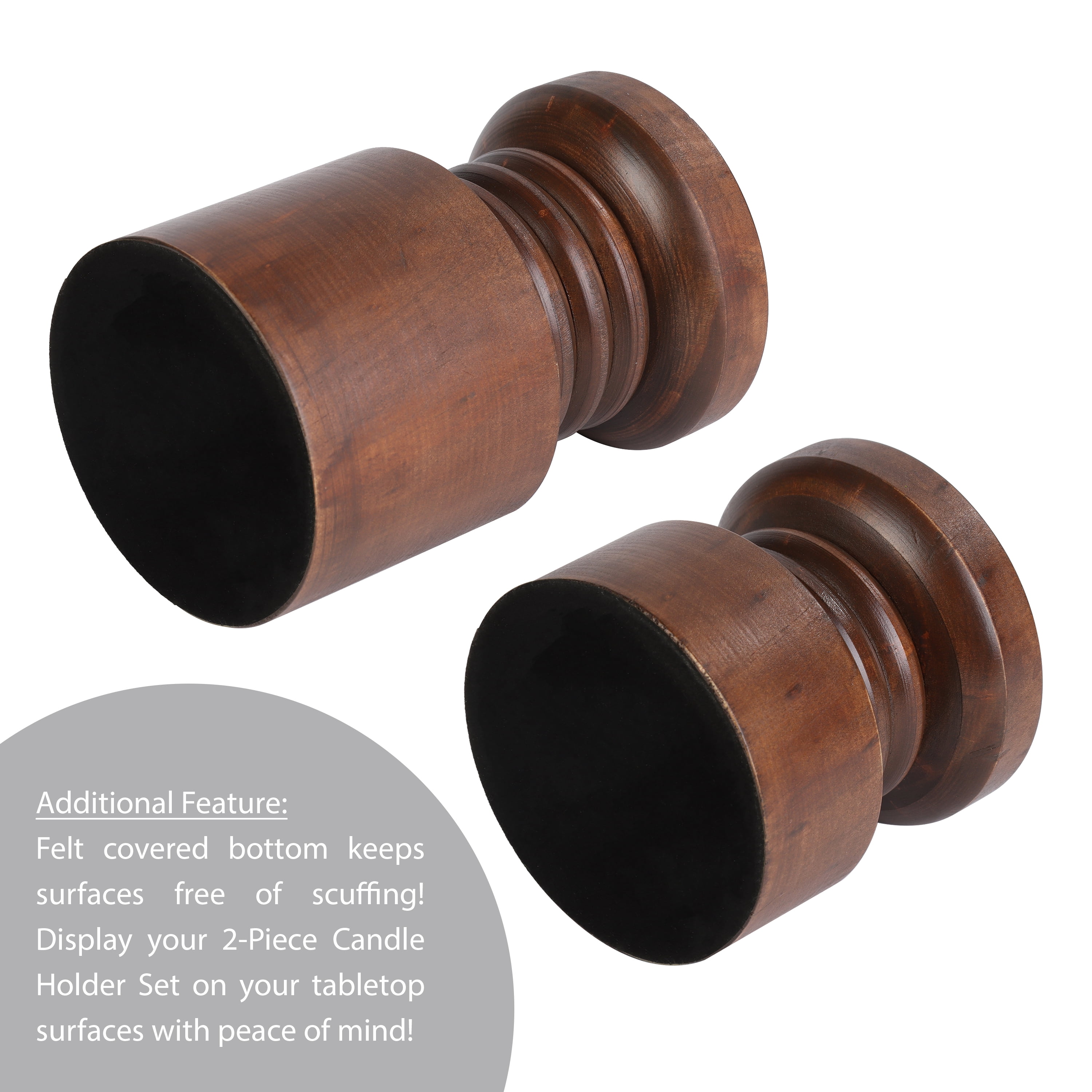 Mainstays Dark Wood tabletop Pillar Candle Holders, 2 PC Set