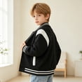 thumbnail image 4 of Grblisyd Kids Baseball Jackets Boys Girls Jacket Casual Lightweight Fit Varsity Button Long Sleeve School Coat with Pocket, 4 of 6