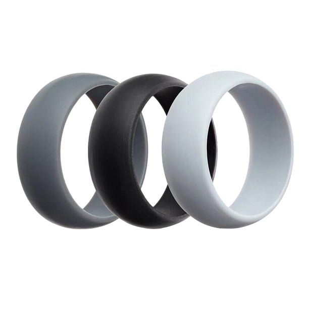 3 anillos de boda de silicona de 8 mm para mujeres y hombres, banda de goma deportiva, joyería cómoda Yuyangstore Banda del anillo del dedo del silicón