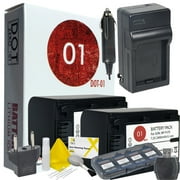 Angle View: 2x DOT-01 Brand 2400 mAh Replacement Sony NP-FV70 Batteries and Charger for Sony HDR-PJ260V Camcorder and Sony FV70 Accessory Bundle