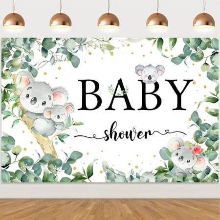 Image of Koala Birthday Backdrop Decor for Kids Koala Party Banner Photography Background for Zoo Jungle Animal Theme Party Supplies