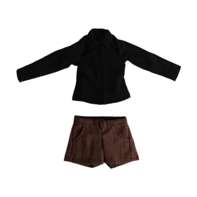 Camisa y pantalones cortos para muñeca en miniatura 1/12, resistentes y elegantes para cosplay, accesorios de moda Camisa negra