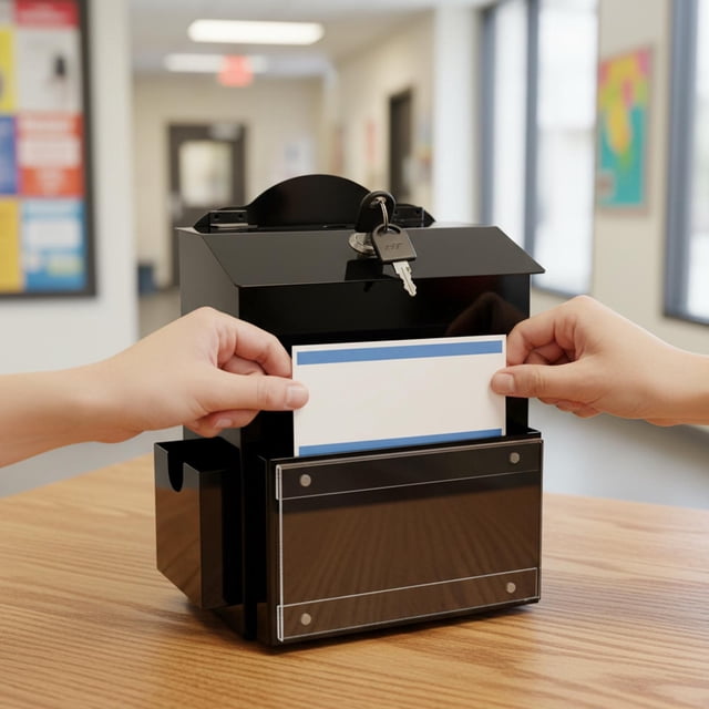 Buzón de sugerencias con cerradura de llave Buzón para donaciones Soporte para letreros Caja de depósito segura de acrílico transparente Montaje en