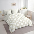 thumbnail image 3 of jejeloiu Geometric Plaid Grid 7-Piece Twin Bedding Sets,Minimalism Style Bedding Comforter Set,Gray Classic Buffalo Sheet Sets For Teens,Breathable Home Decor Reversible, 3 of 8