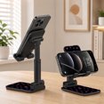 thumbnail image 4 of WIRESTER Black Foldable Phone Stand for Desk, Adjustable Portable Cell Phone Holder for iPhone 17, 16, 15, 14 and Android Smartphones - Purple Tone Hearts Pattern, 4 of 6