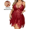 thumbnail image 3 of Avidlove Women Plus Size Lingerie Nighty Lace Chemise Sleepwear Deep V Front Slit Mesh Nightdress, 3 of 4