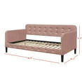 thumbnail image 2 of Home Design Chloe Twin Daybed with Velvet Upholstery, Button-Tufted Back, Stylish Versatile Seating and Sleeping Solution for Bedroom or Living Room, Pink, 2 of 5