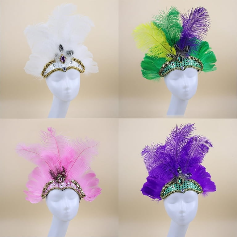 Feather Sequin Headwear Carnival Costume Accessories for Women VISALY Showgirl Feather Headpiece Carnival Headband Sequin  main image 2