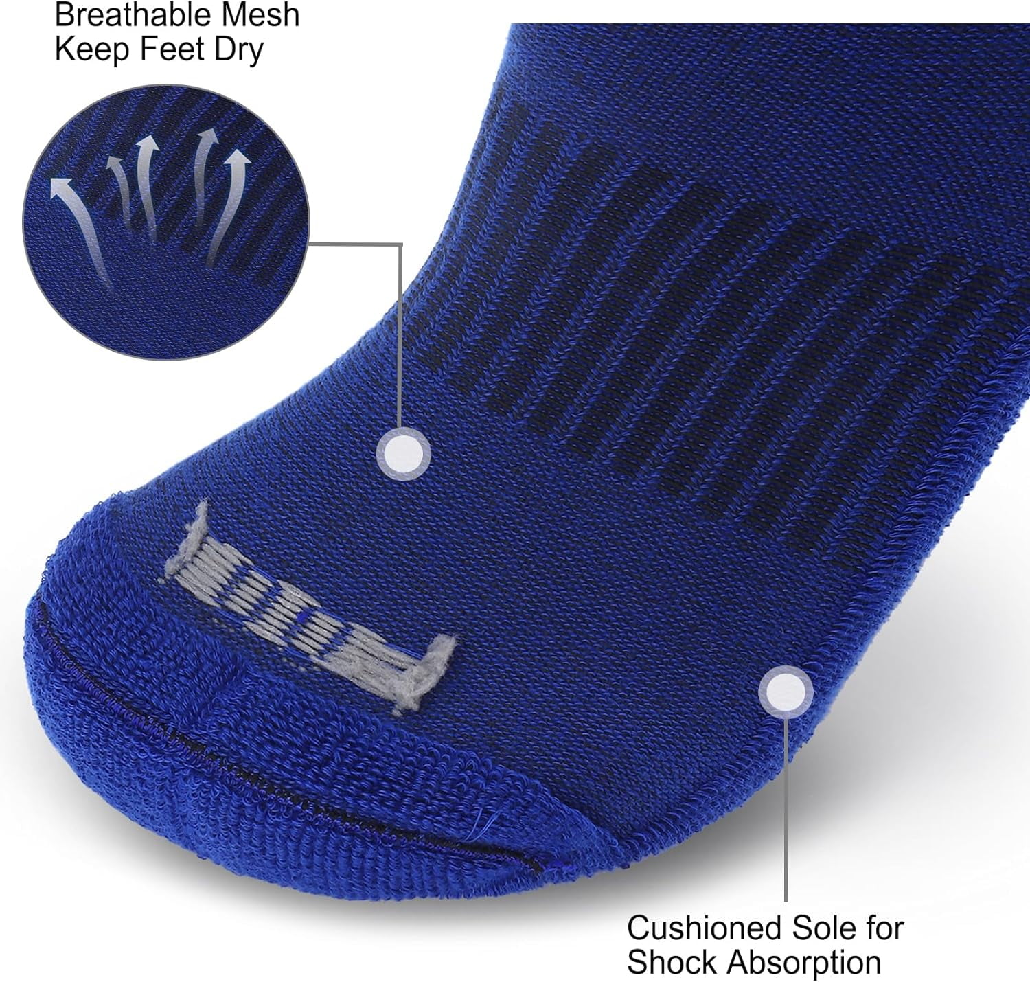 Ultrafun 5 Pairs Striped Crew Socks Cotton Cushioned Athletic Sports Running Socks for Men Women Teens (Large, 5 Color)