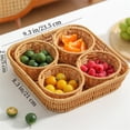 thumbnail image 2 of Rattan Storage Basket,1 Set Decorative Candy Basket,Woven Fruit Basket,Wicker Snack Holder,Decorative Candy Bowl,Food Basket,Bread Basket,1 Large Square Basket with 4 Small Round Basket, 2 of 7