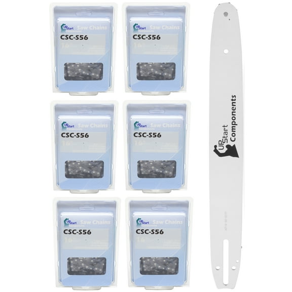 Replacement 16" Single Rivet Bar and 16" Semi Chisel Chain Combo for Craftsman 358.35083 Chainsaw (16" Length, 3/8" Pitch, 0.050" Gauge, 56 Drive Links, 7 Sprocket Nose Tooth) 1 Bar 6 Chains