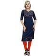 thumbnail image 6 of Atasi Casual Women's Embroidery Blue Rayon Straight Kurti Designer Clothing-14, 6 of 8