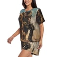 thumbnail image 2 of Fuzoiu desert Man Shepherd Dog Print Women's Short-Sleeved Pajama Set,Lounge Sleepwear Set,Womens Pajama Sets 2 Piece,Button-Up Top and Shorts with Pockets-XX-Large, 2 of 7