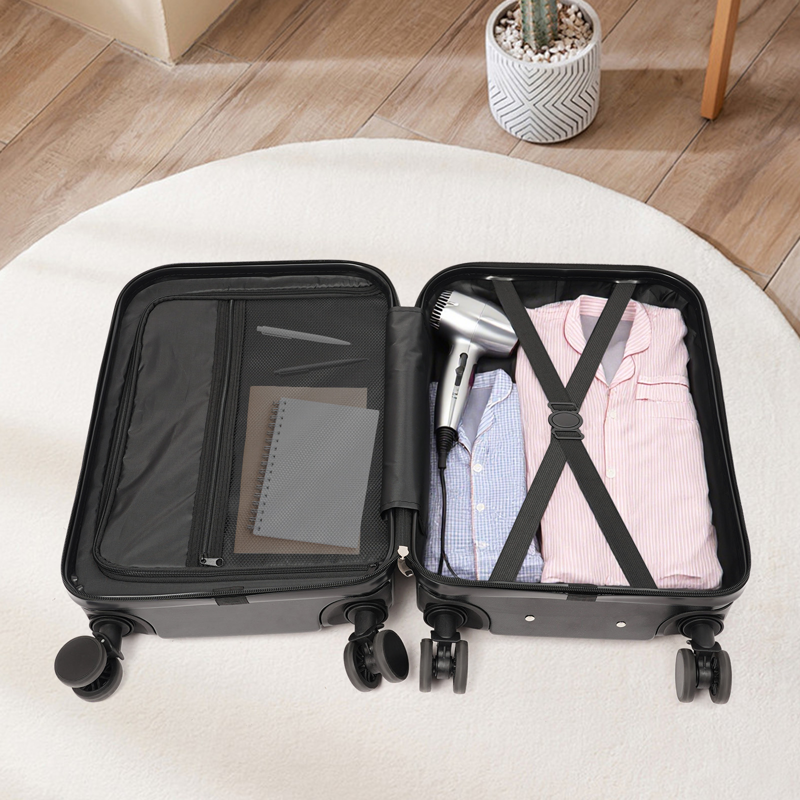 20-Inch Carry on Luggage, Hardside Suitcase with 88LBS Massive Load Capacity IATA Compliant, 360° Spinner Wheels & 2-Stage Handle for Men Women, Black
