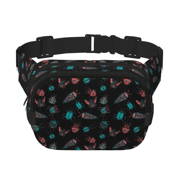 Fotbe Colorful Insect Cangurera Cuadrada con Estampado de Doble Capa, Bolsa de Cintura Ajustable Mini para Hombres y Mujeres