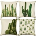 thumbnail image 1 of RYLABLUE Ensemble de 4 Taies d'Oreiller Cactus Tropical Vert en Pot Simple Moderne Housse de Coussin Décoration Maison, 1 of 1