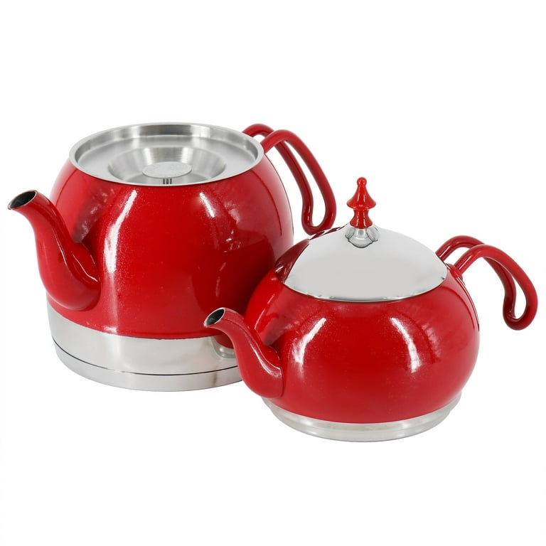 Korkmaz Rena 1.1 Liter Tea Pot And 2.4 Liter Kettle Set In Pink : Target