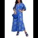 thumbnail image 2 of Vestido Bohemio con Estampado Floral para Mujer, Escote en V Profundo, Abertura Lateral, Corta, Corte A, Holgado Azul S, 2 of 5
