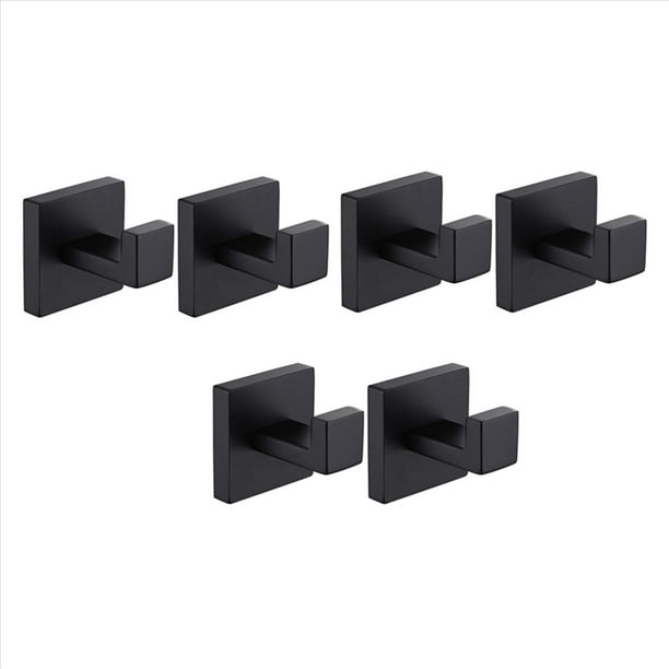 Gancho de Toalla Negro Mate de 6 Paquetes Gancho de Baño de Acero Inoxidable Gancho Una Prueba de óxido Inodoro Cuadrado Montado En la Pared Colgador de Puerta Resistente