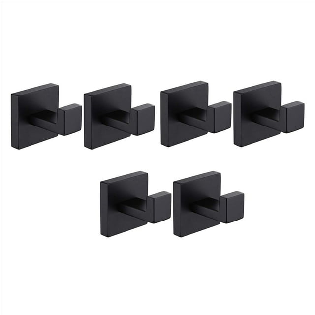 Gancho de Toalla Negro Mate de 6 Paquetes Gancho de Baño de Acero Inoxidable Gancho Una Prueba de óxido Inodoro Cuadrado Montado En la Pared Colgador de Puerta Resistente