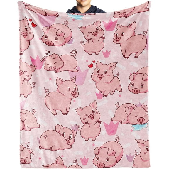 Pig Blanket Gifts, 40"x50" Flannel Fleece Throw Blanket Soft for Girls Boys Adults, Lightweight, Comfortable, Warm Cute Pig Themed Blanket for Bed Couch