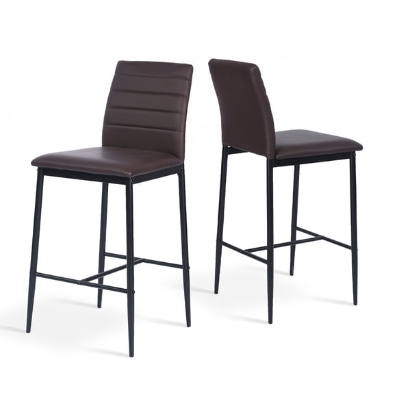 Set of 2 Bancos Alto, con Respaldo y Reposapié, Color Marrón HOMEMAKE FURNITURE Moderno