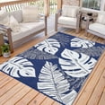thumbnail image 4 of Reversible Patio Mat – Waterproof Plastic Straw – Tropics Palm Leaves Design – RV, Deck, Balcony, Porch & Beach – Modern Camping Outdoor Rug, 4 of 7