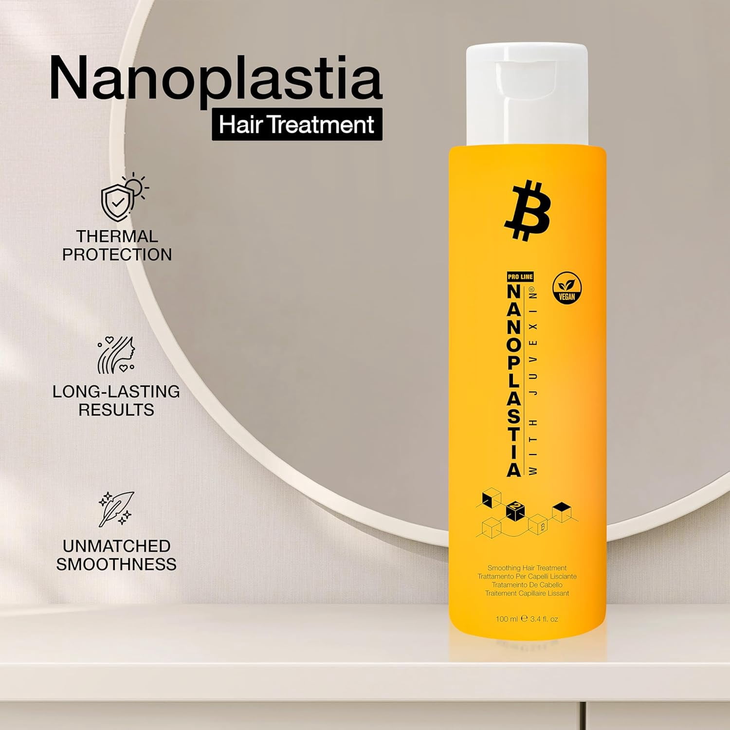 GK HAIR Vegan Nanoplastia Smoothing Hair Treatment – Brazilian keratin for frizz control – Deep conditioning hair mask for damaged, dry, curly hair – salon-grade protein repair & heat protection