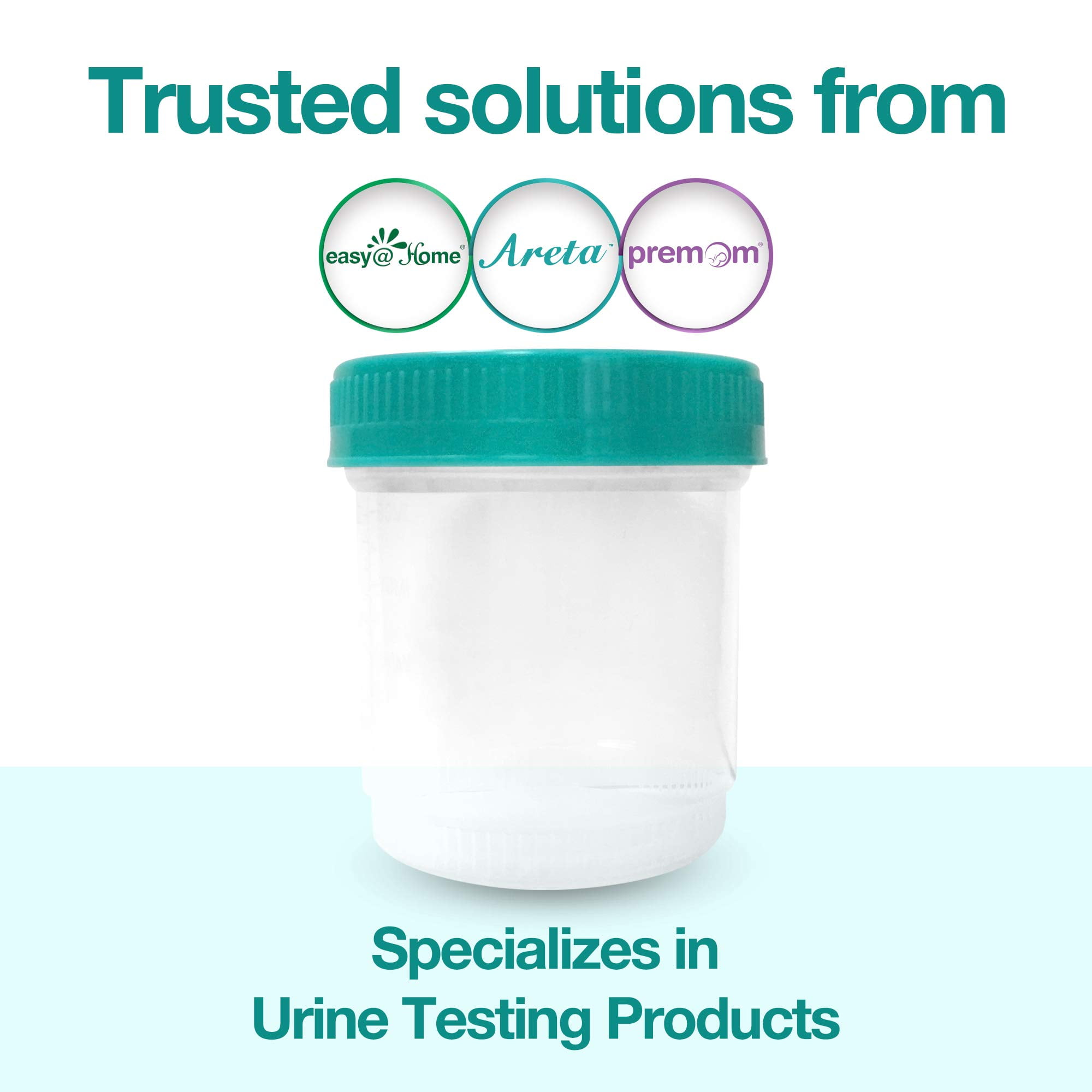 Pack of 5 EasyHome Urine Specimen Collection Cups with Lids Large 90mL (3oz)