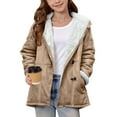 thumbnail image 4 of PINQI Teen Girls Fleece-Lined Parka Coats Open Front Tie Hooded Outwear Kids Fall Winter Thick Warm Long Jackets with Pockets, 4 of 7