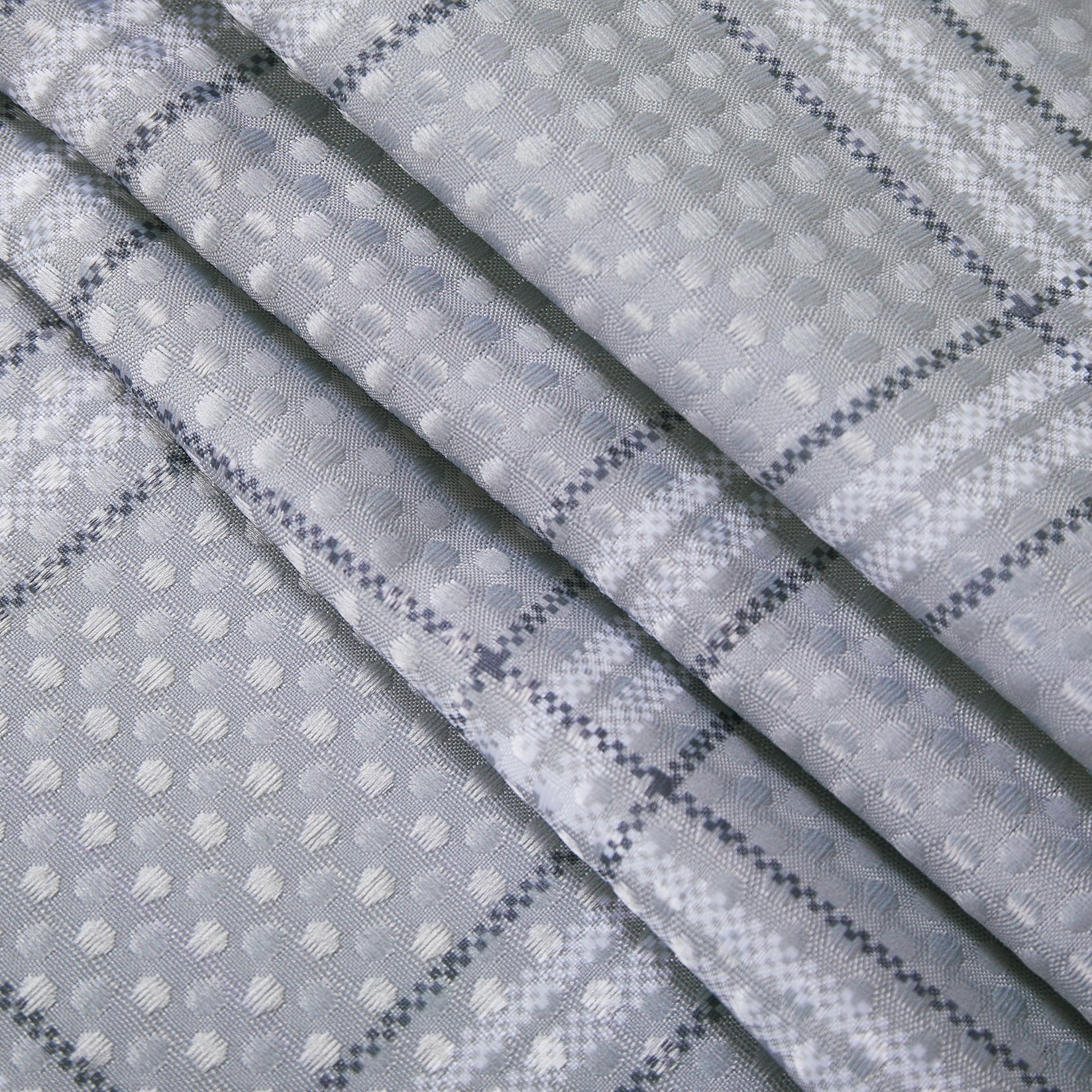 Chaps Shower Curtains with Hooks - Linen Textured Waterproof Curtain 10 Easy-slide Hooks - Gray Plaid - Size 72 x 72"
