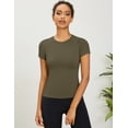 thumbnail image 4 of Camiseta de entrenamiento LOMON de manga corta para mujer, color negro/verde militar, talla M, 4 of 4