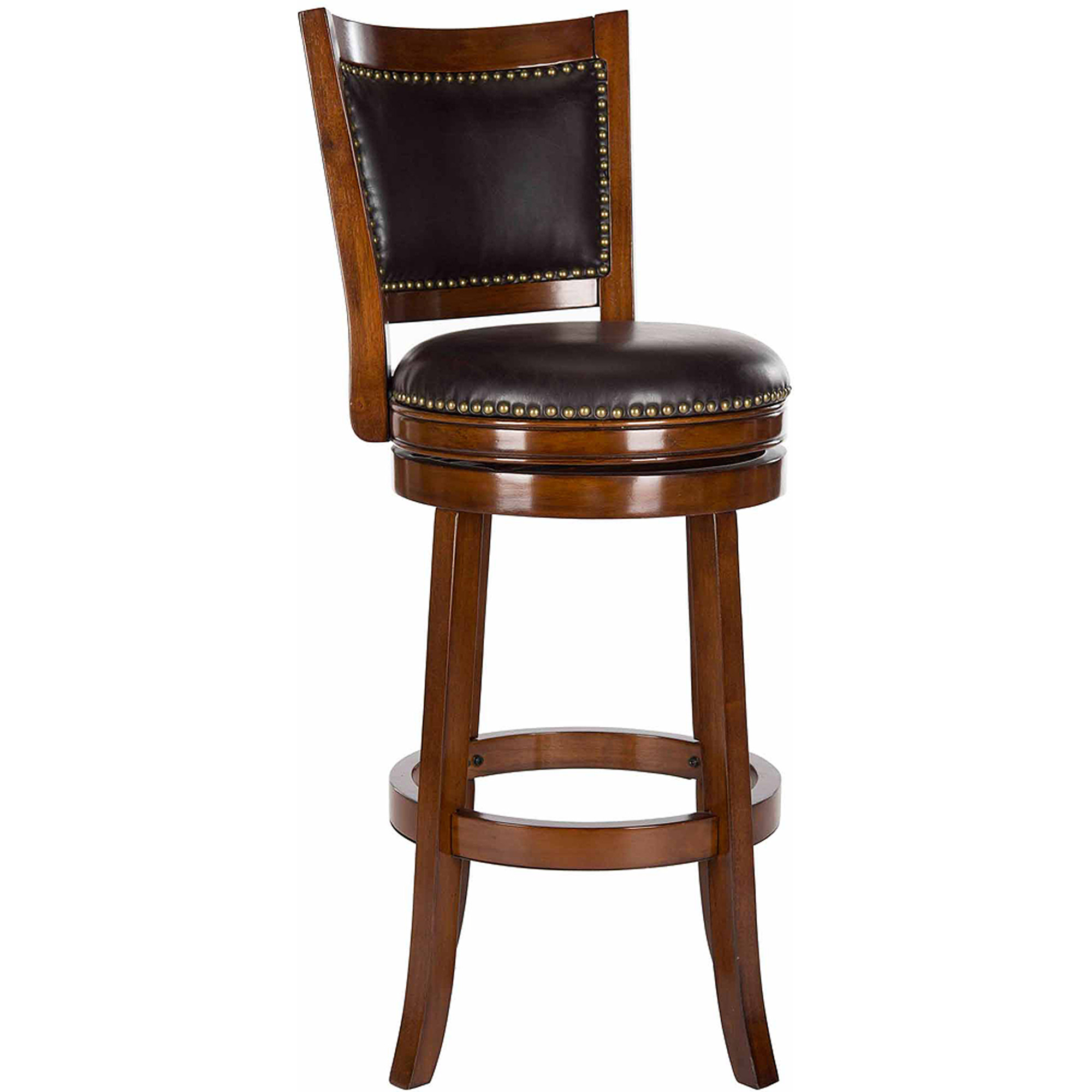 SAFAVIEH Lazzaro 43" Bicast Leather Barstool, Walnut