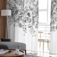 thumbnail image 4 of Sheer Curtains 72 inches Long, Spring Watercolor Gray Eucalyptus Leaves Light Filtering Sheer Window Curtains Rod Pocket Voile Drapes for Bedroom Living Room, 52"W x 72"L 2 Panels, 4 of 7
