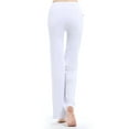 thumbnail image 4 of Capreze Women Bottoms Straight Leg Yoga Pants High Waist Leggings Tummy Control Trousers Solid Color Jeggings White 3XL, 4 of 4