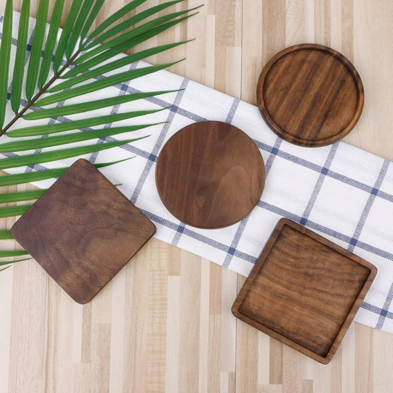 4 Inch Absorbent Wood Drink Coasters Round Table Protection Cup