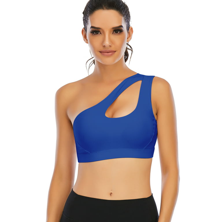 One Shoulder Sports Bra for Women One Strap Sports Bra Removable Padded  Sports Bra with Hollow Out