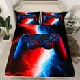 thumbnail image 2 of jejeloiu 3D Console Lovers Full Size Sheets,Modern Video Game Bed Sheets,Red Blue Lightning Sheet Sets For Boy,Super Cozy Room Decor,4 Pieces, 2 of 7