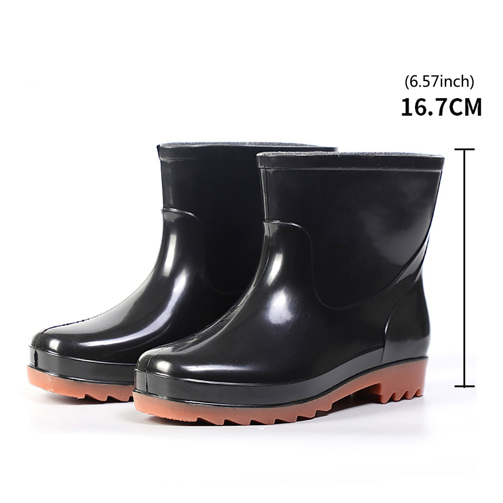 Mepaouo Mens Rain Boots Waterproof Slip on Ankle Booties Hardwearing Anti Skidding Patchwork Walking Shoes