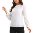 thumbnail image 4 of INSPIRE CHIC Chiffon Shirt for Women Work Office Mock Neck Long Sleeve Blouse XS White, 4 of 6